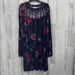 0627 Maurices Black and Pink Floral Cut Out Dress